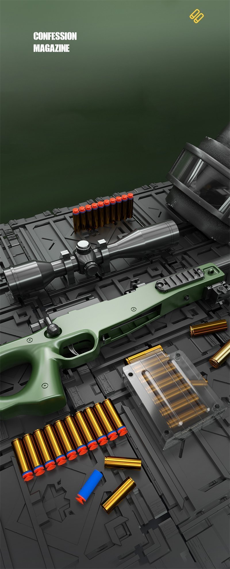 Green AWM Throw Shell Sniper Rifle Toy Gun