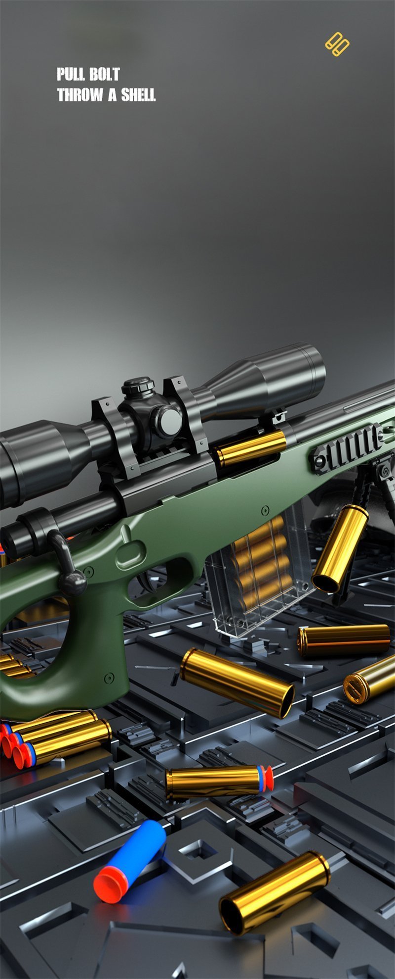 Green AWM Throw Shell Sniper Rifle Toy Gun