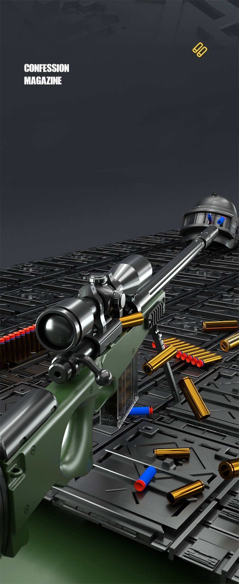 Green AWM Throw Shell Sniper Rifle Toy Gun