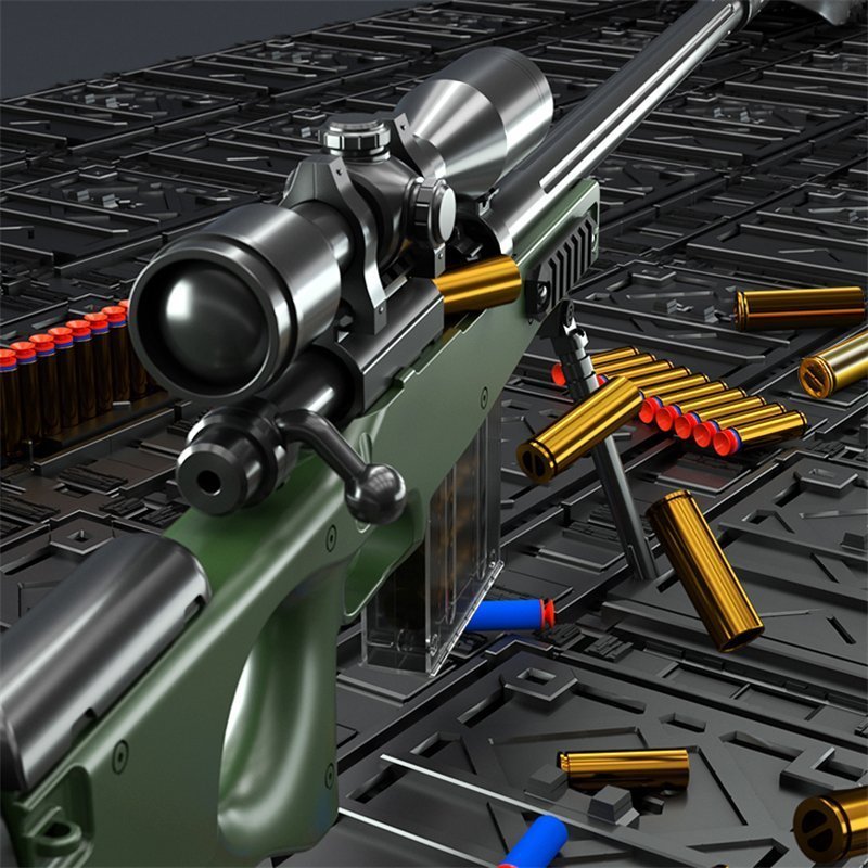 Green AWM Throw Shell Sniper Rifle Toy Gun