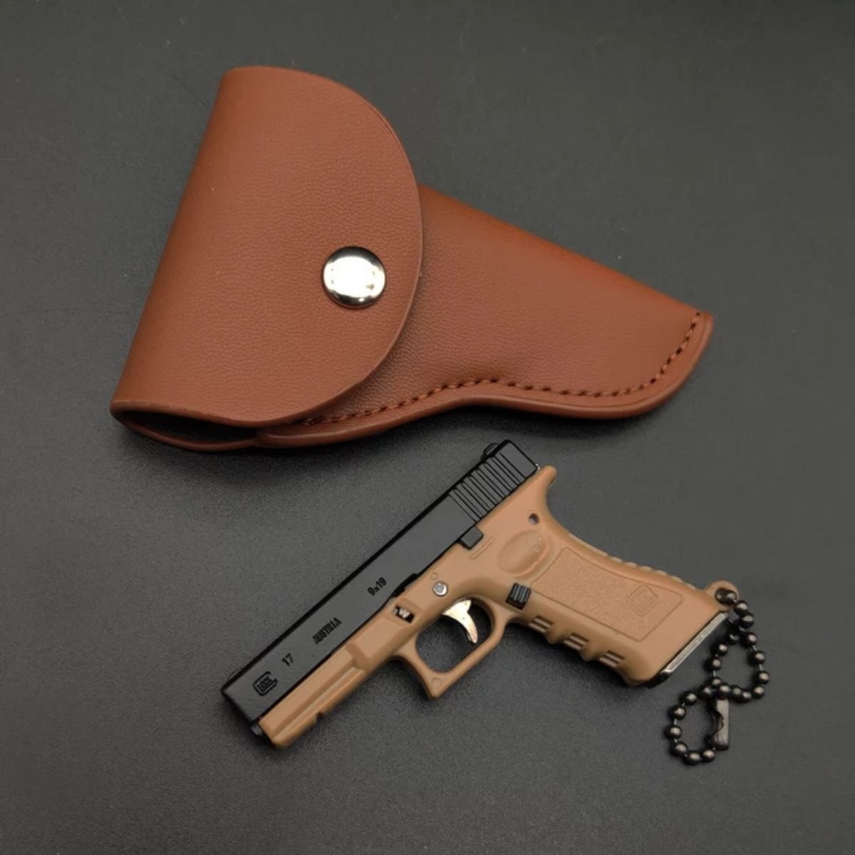Glock G17 / 92F Keychain Holster ToyTime 1:3 Leather Holster Cover Brown Leather Holster For Mini Glock 17 Keychain 1